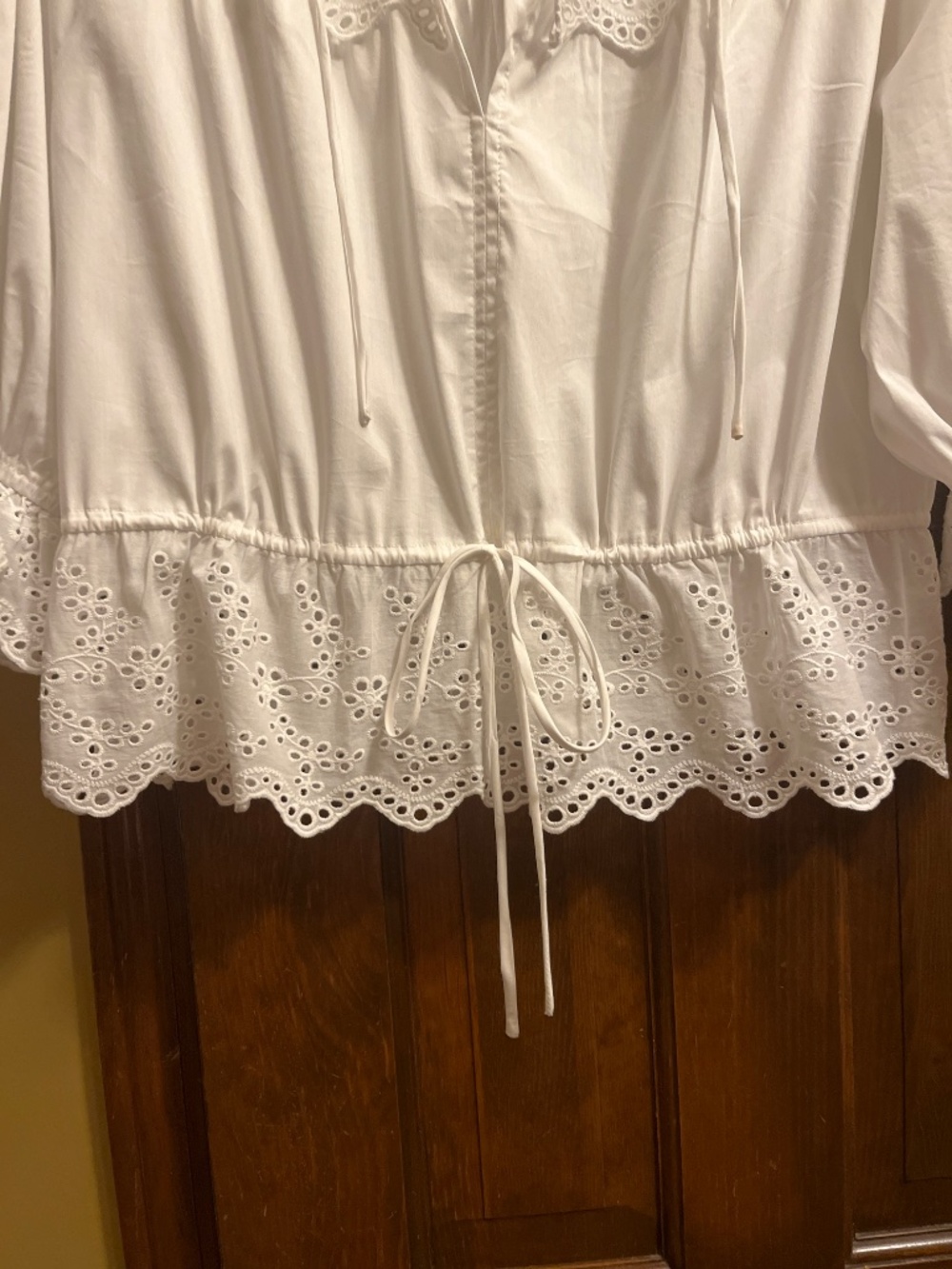 NWOT Joie White Cotton, Drawstring Waist Top. So Cute! Sz. Lg. - Picture 3 of 10